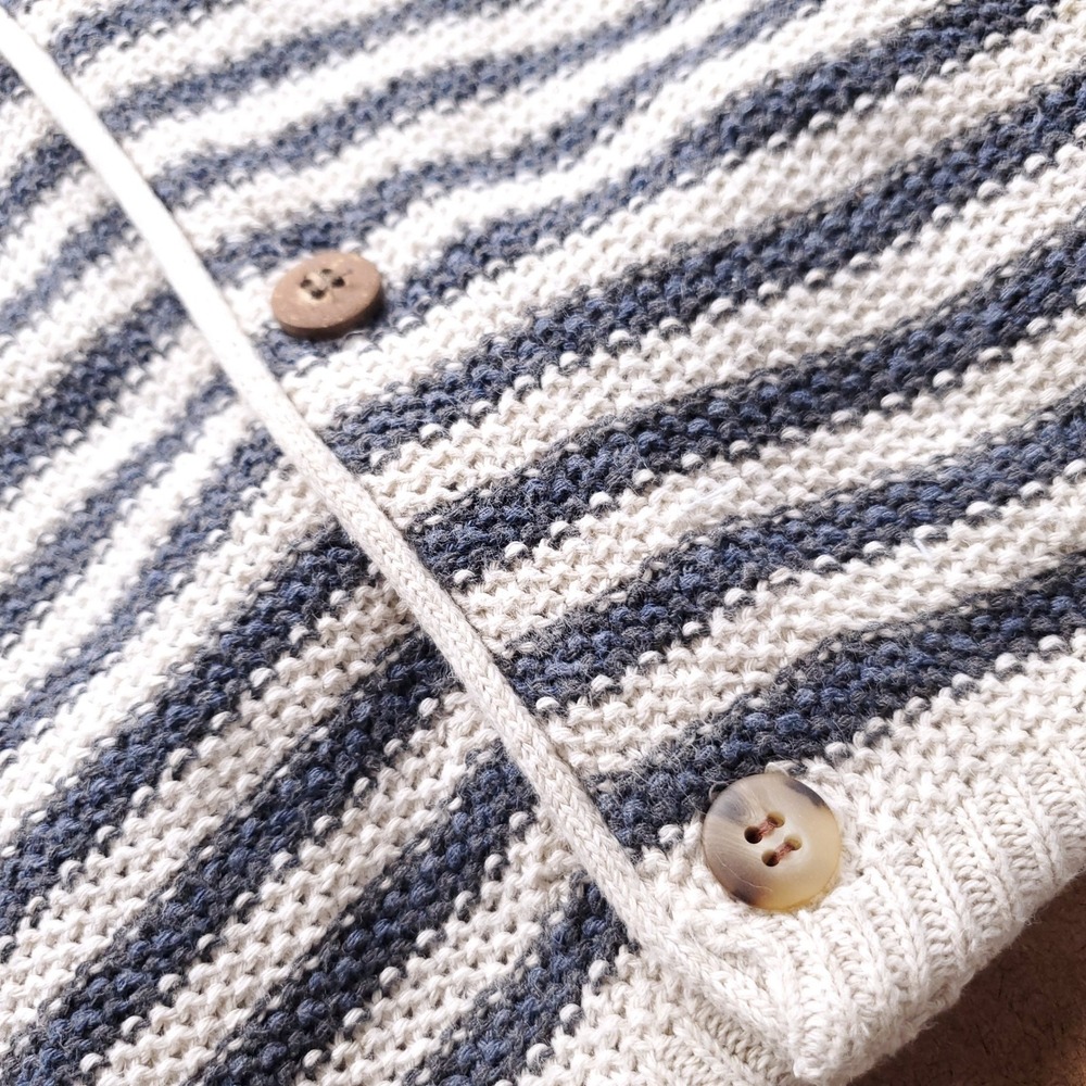 VTG Old Glory Striped Knit Button Up Vest Women M Blue White Vintage 90s Coastal - Picture 6 of 9